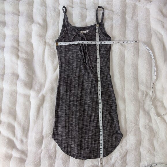 Adam Levine Front Tie Thin Straps Curved Hemline Marl Dark Gray Mini Dress - Picture 5 of 7